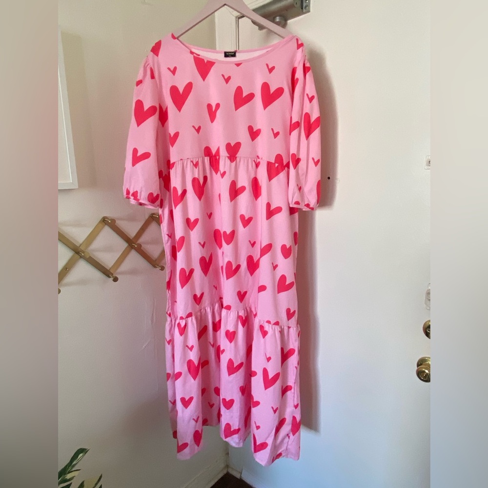 Pink and Red Heart Maxi Dress 5XL